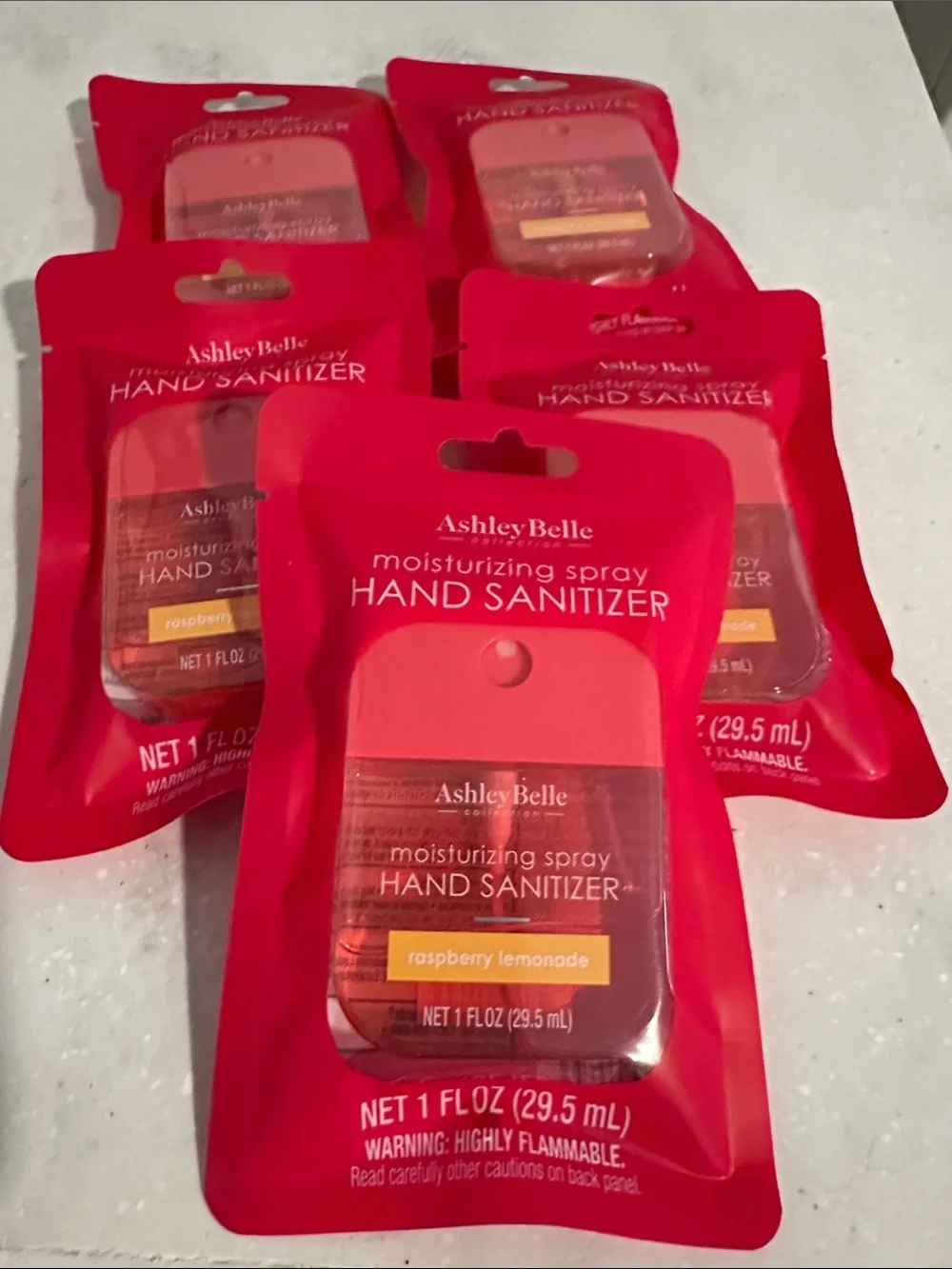 (Lot of 5) Moisturizing Spray Hand Sanitizer Pink (Raspberry Lemonade)